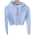 Brandy Melville Ribbed Zip Hoodie Womens One Size White Cropped