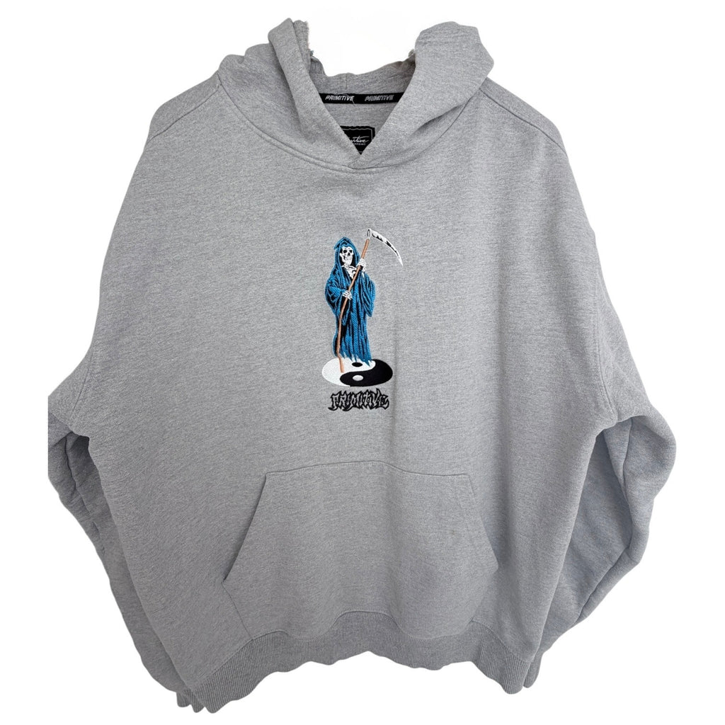 Primitive Skateboarding Hoodie Mens XL Gray Grim Reaper Yin Yang Pullover