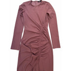 Zara Women's Mauve Ruched Drawstring Maxi Dress Small - product photo 4