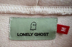 Lonely Ghost Men's Beige Fleece Oversized Hooded Hoodie — brand label
