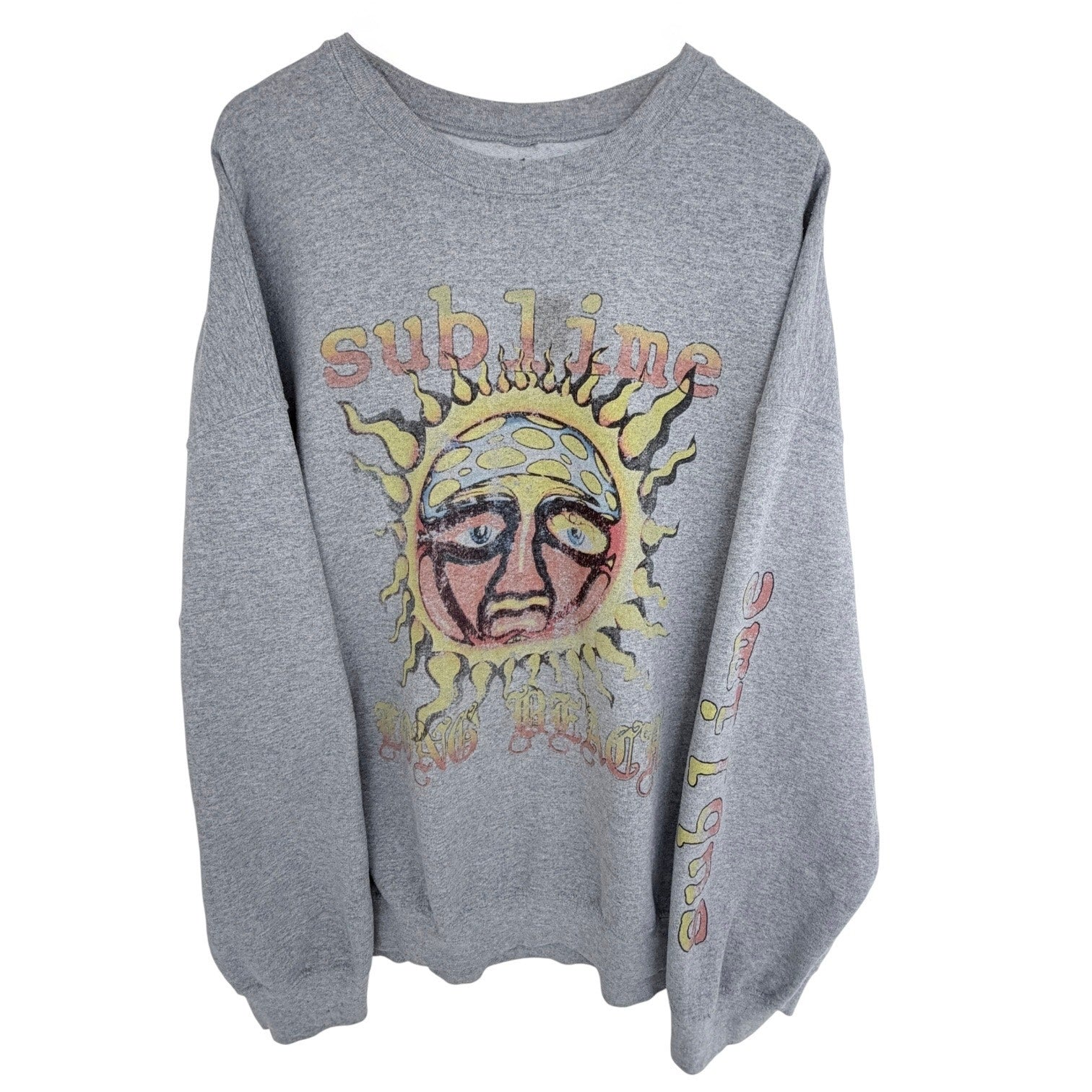 Sublime Big Meaty Sun Crewneck Sweatshirt Mens L XL Gray Graphic Pullover