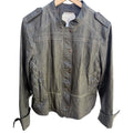 Hei Hei Womens Faux Leather Moto Jacket Olive Green Snap Front