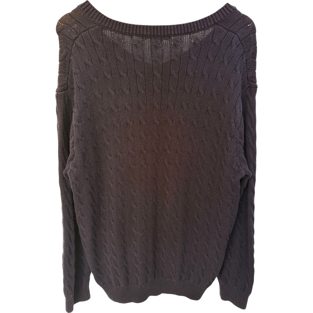 Brandy Melville Cable Knit Sweater Womens One Size Black Cropped Cozy Pullover