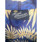 Royal Creations Blue Palm Leaf Hawaiian Aloha Shirt Men's XL