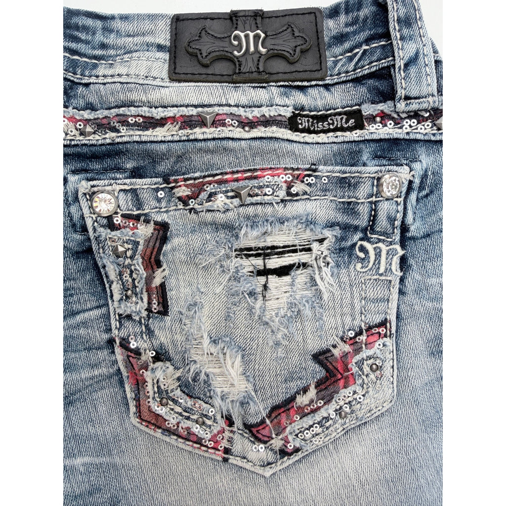 Miss Me Denim Shorts Womens 30 Distressed Sequin Cut Off Jean Shorts