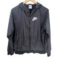 Nike Windbreaker Jacket Womens XL Black Full Zip Hooded Lightweight Jacket
