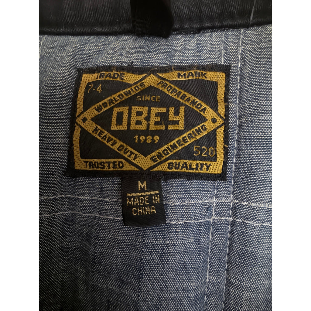 Obey Hooded Field Jacket Mens Medium Black Sherpa Lined Military Utility Coat