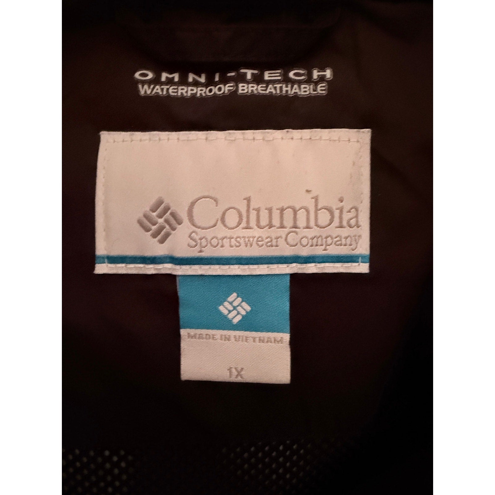 Columbia Omni-Tech Rain Jacket Womens 1X Black Waterproof Hooded Shell