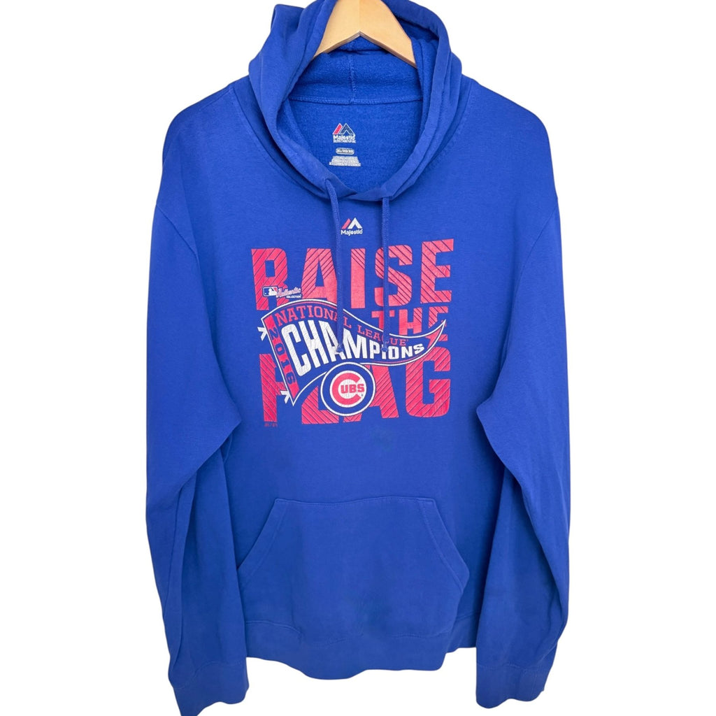 Majestic Men's Blue Chicago Cubs 2016 National League Champions Raise the Flag Hoodie — front view