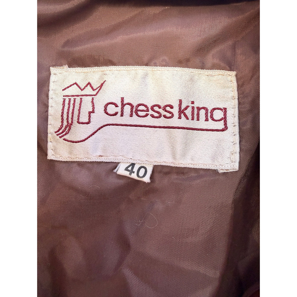 Chess King Leather Bomber Jacket Mens 40 Brown Vintage Snap Front Cafe Racer