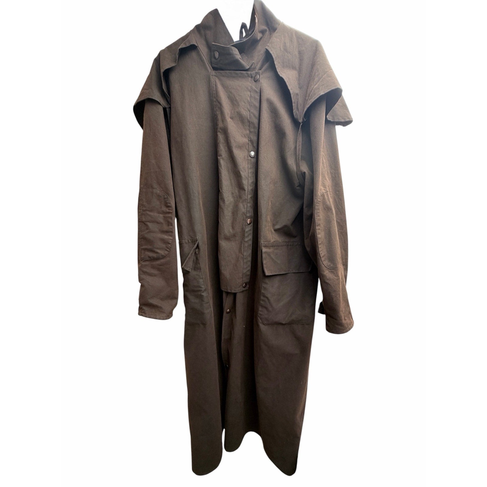 Australian Bushwear Oilskin Duster Coat Brown Long Ranch Jacket Mens One Size