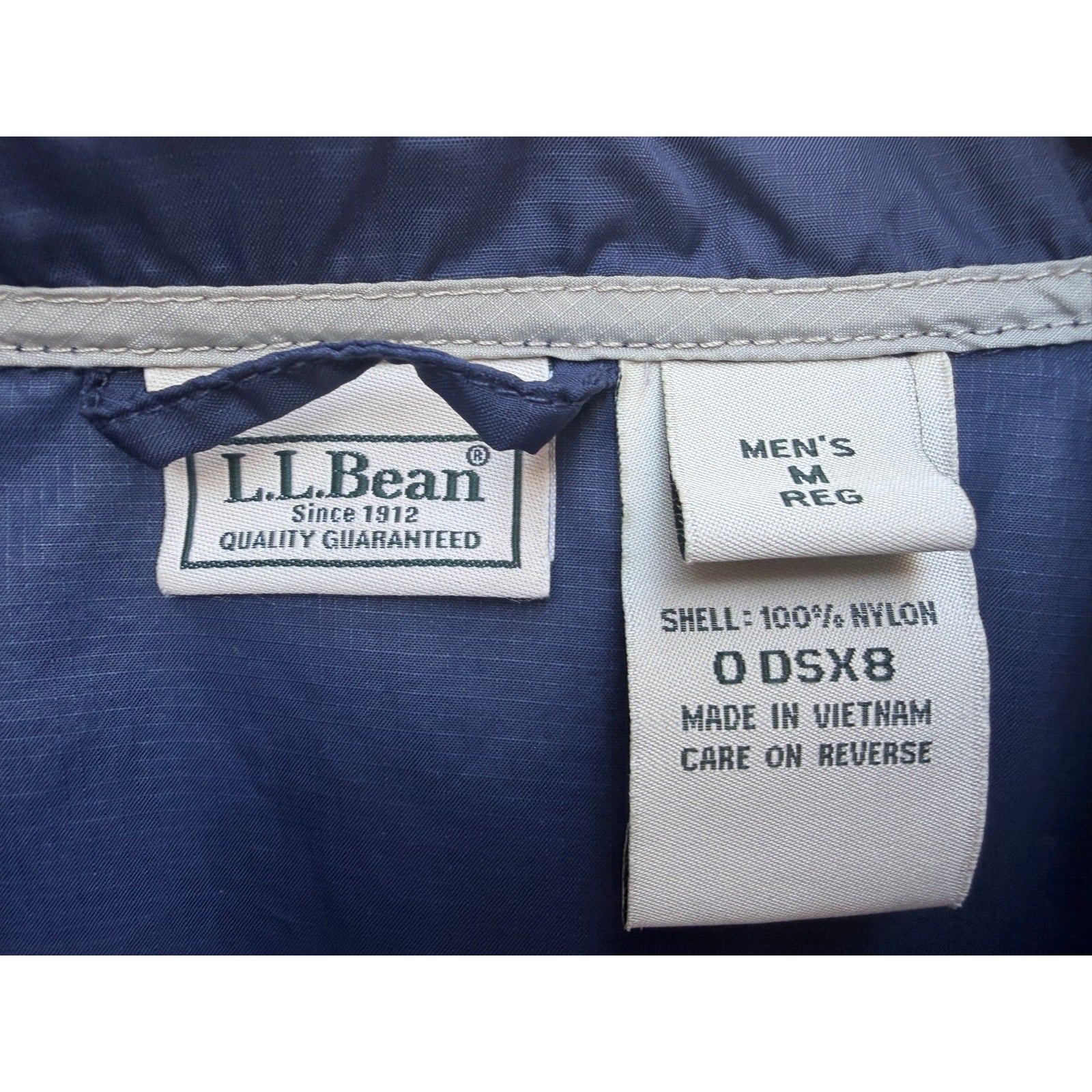 L.L. Bean Pullover Jacket Mens Medium Blue 1/4 Zip Nylon Lightweight Outdoor