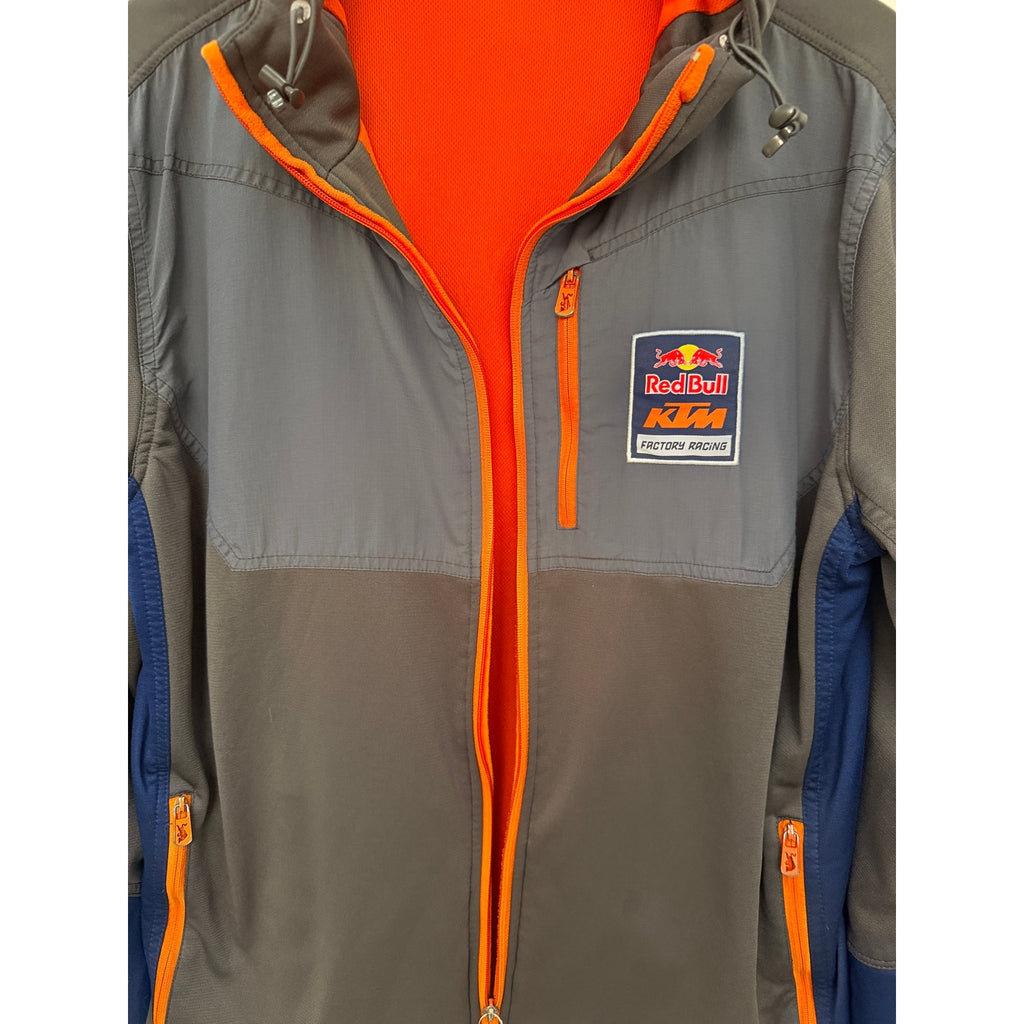 Red Bull KTM Jacket Mens Large Gray Orange Full Zip Racing Hooded Motorsport