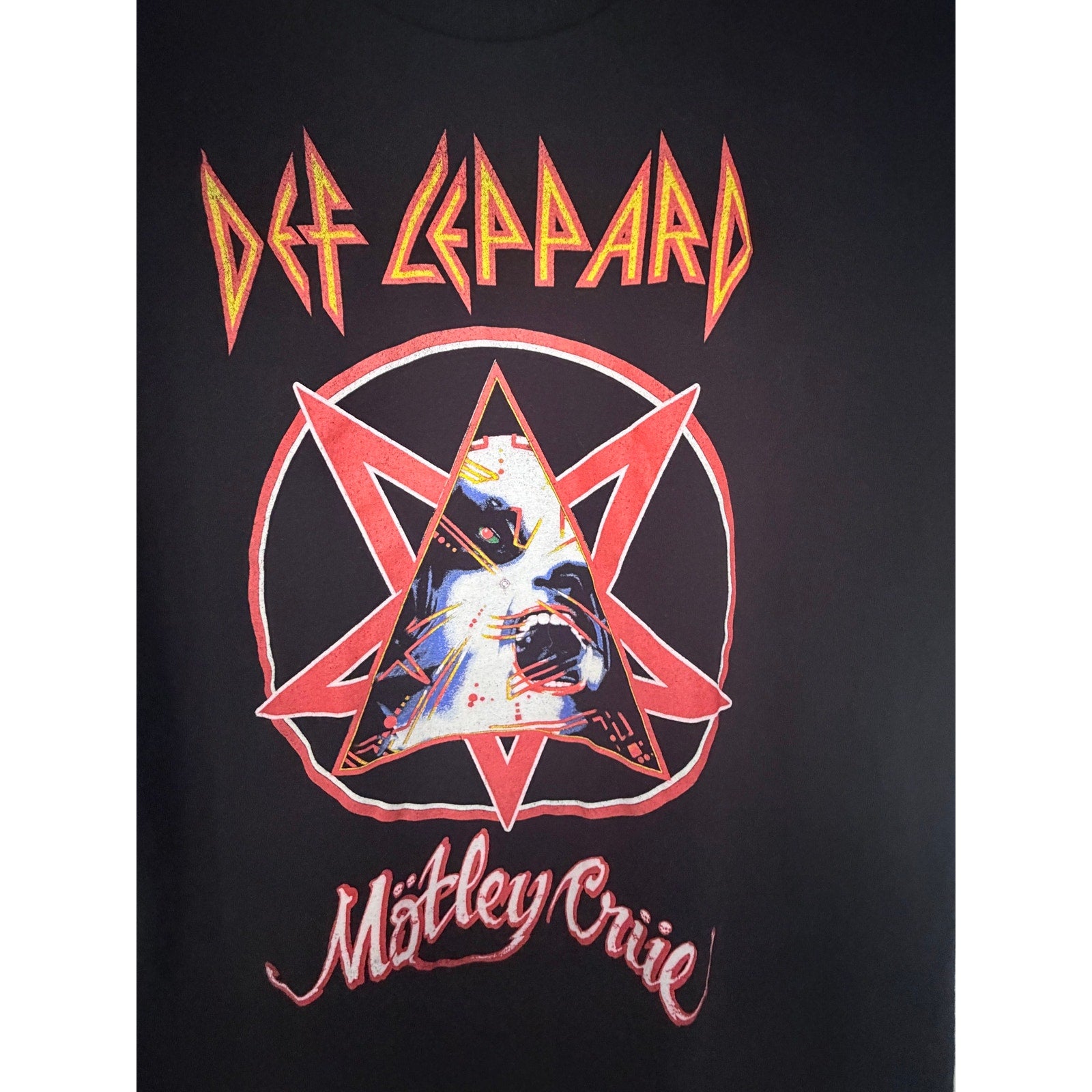Def Leppard Motley Crue Stadium Tour 2022 T Shirt Mens XL Black Concert Tee