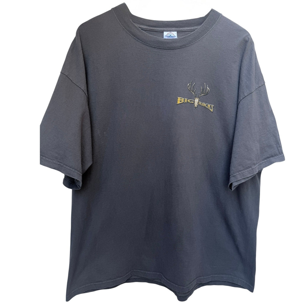 Big Rack Brew & Cue Graphic T Shirt Mens 2XL Gray Deer Hunting Outdoor Tee