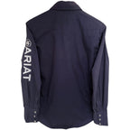 Ariat Men's Blue Striped Plaid Button-Up — back view