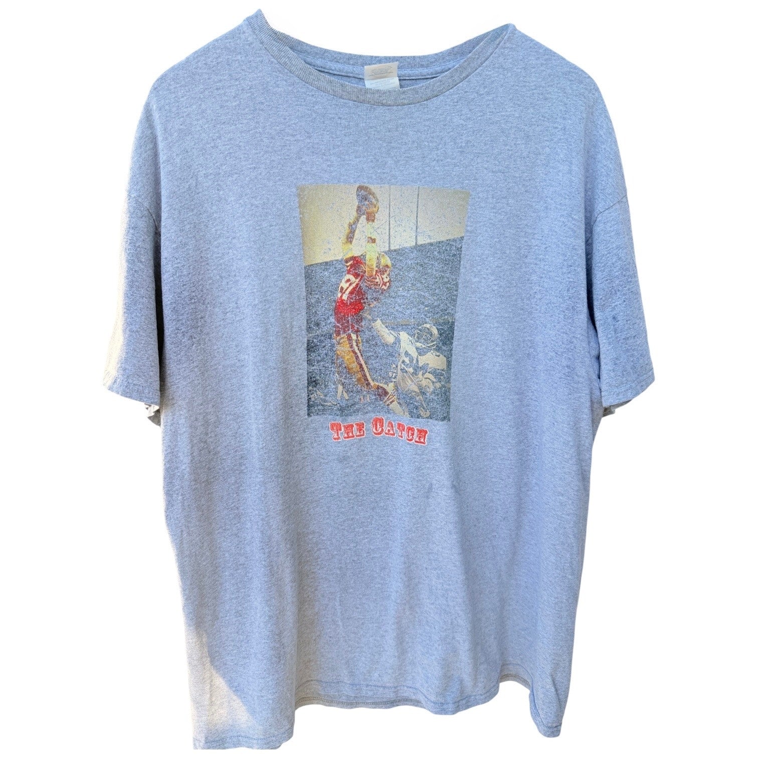 San Francisco 49ers The Catch Vintage Style T Shirt Mens Large Gray NFL Tee