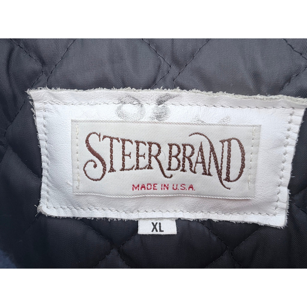 Steer Brand Tide Racing Team Varsity Jacket Mens XL Wool Leather USA Snap Front