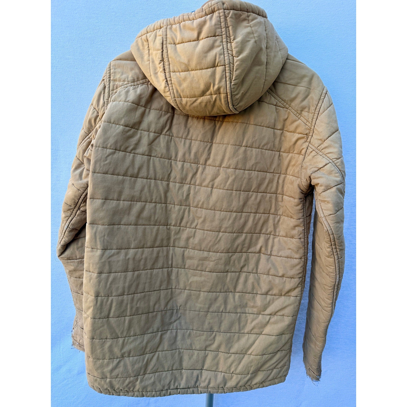 Burton Durable Goods Quilted Hooded Jacket Tan Mens Medium Full Zip