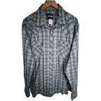 Wrangler Plaid Pearl Snap Western Shirt Mens XL Green Blue