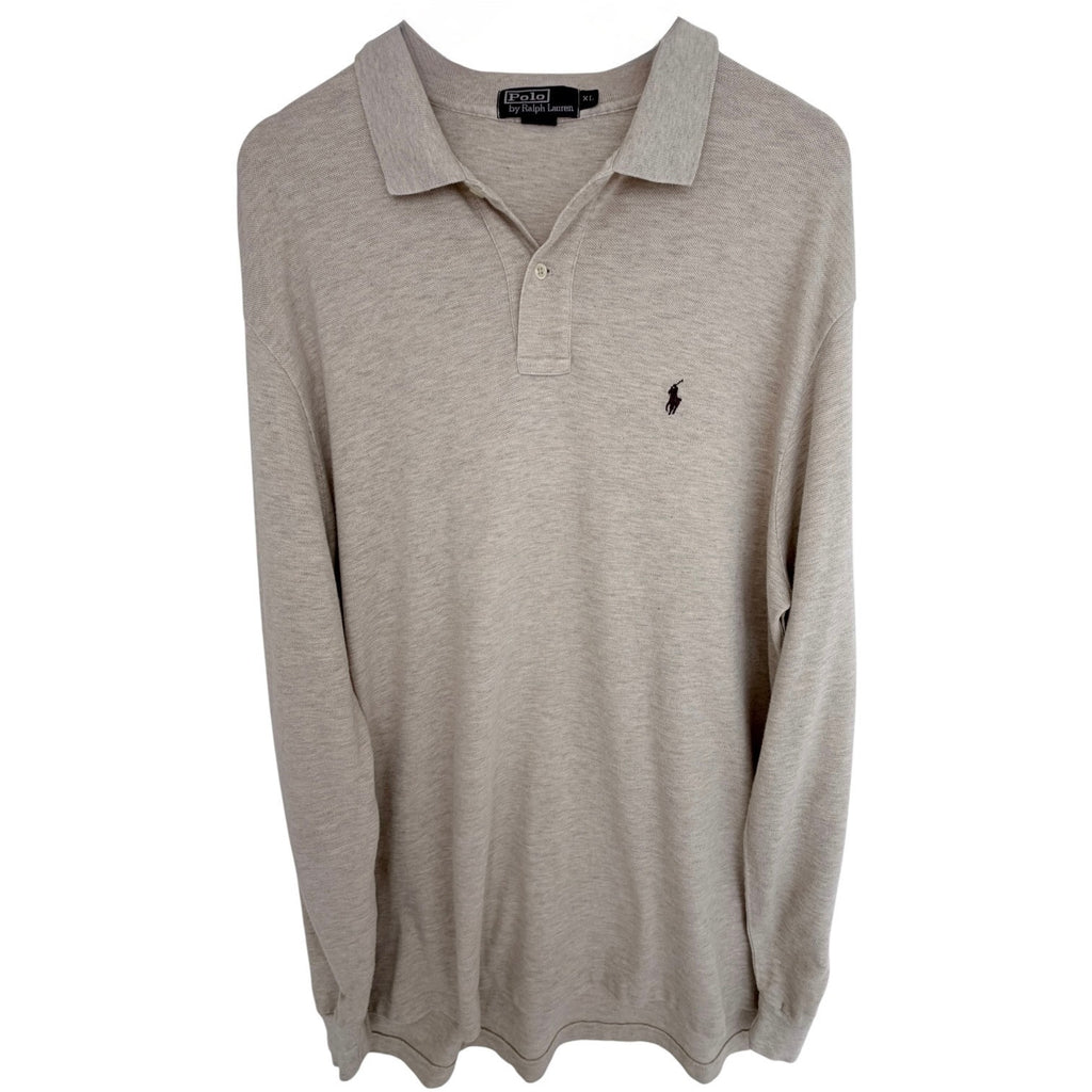 Polo Ralph Lauren Long Sleeve Polo Shirt Mens XL Beige Pony Logo Classic Fit