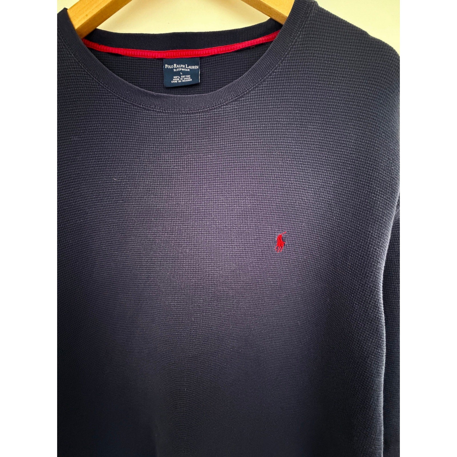Polo Ralph Lauren Sleepwear Thermal Shirt Mens Large Navy Waffle Knit Top