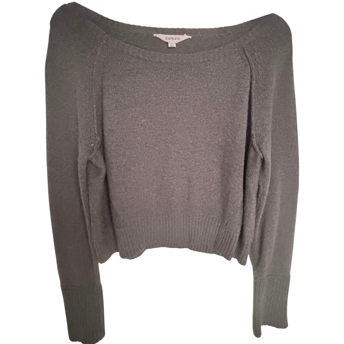 Athleta Kinsley Charcoal Wool Blend Cropped Boxy Sweater - Women's S