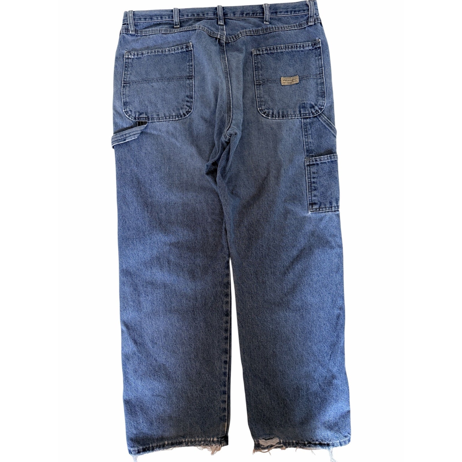 Wrangler Carpenter Jeans Mens 38x30 Blue Denim Workwear Utility Pants