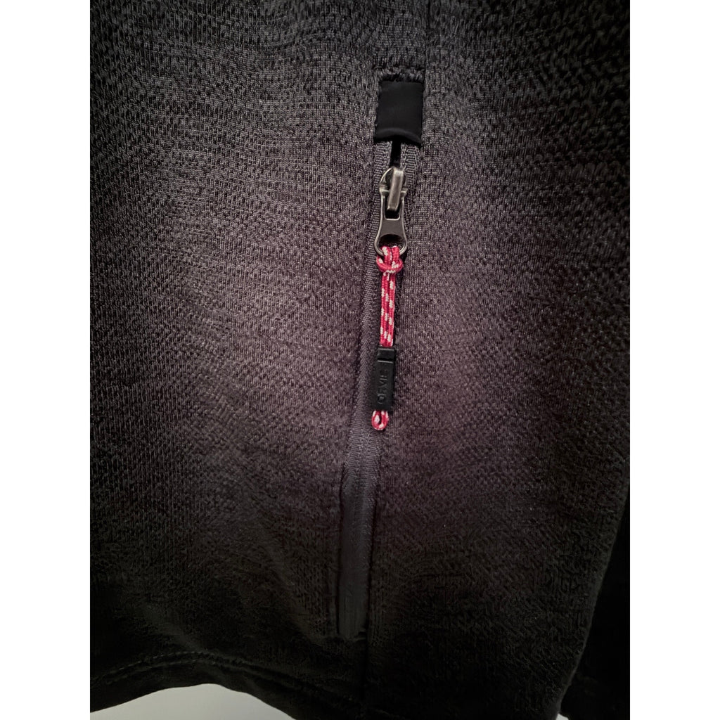 Orvis Men's Full Zip Fleece Jacket Large Black Gray Sweater Knit Outdoor
