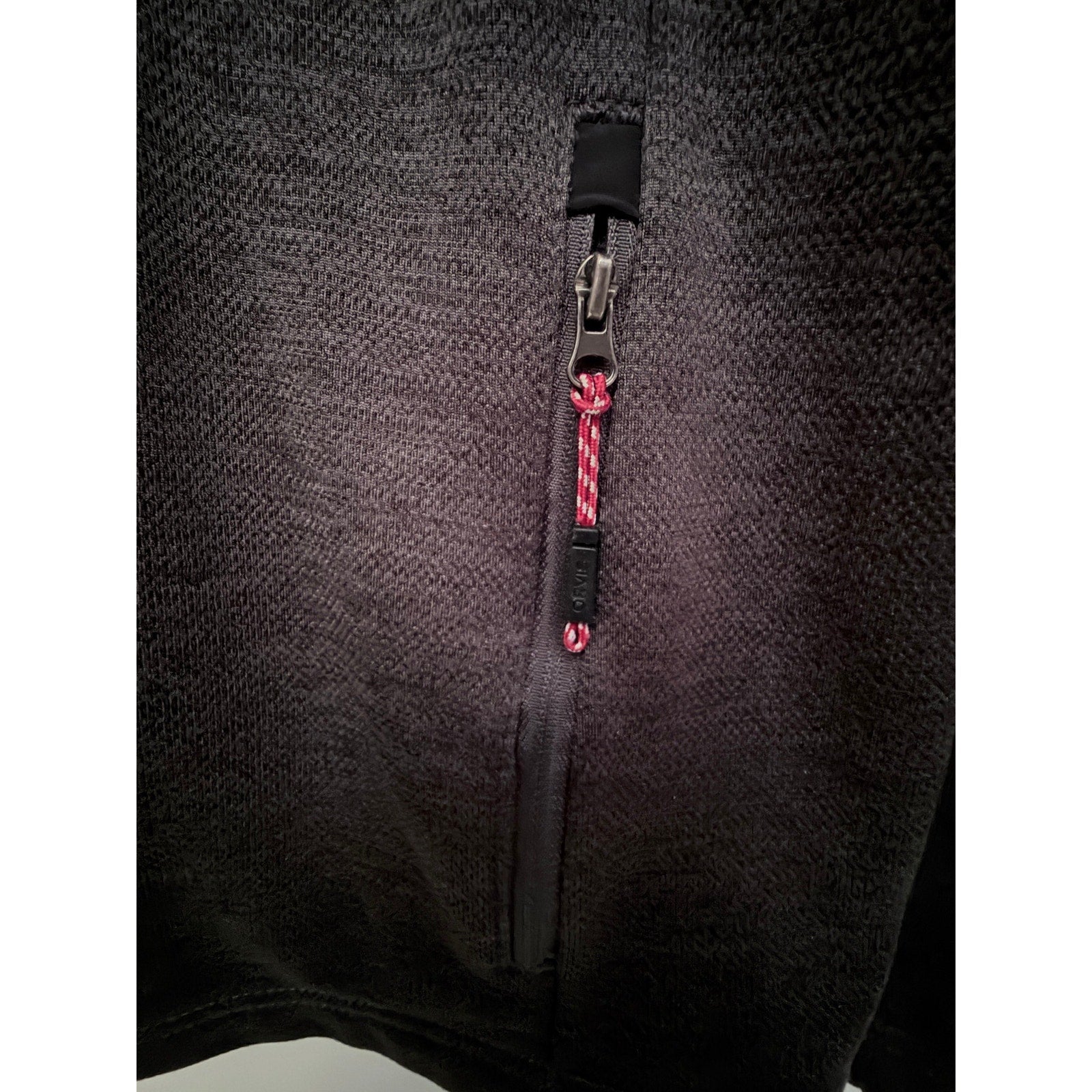 Orvis Men's Full Zip Fleece Jacket Large Black Gray Sweater Knit Outdoor