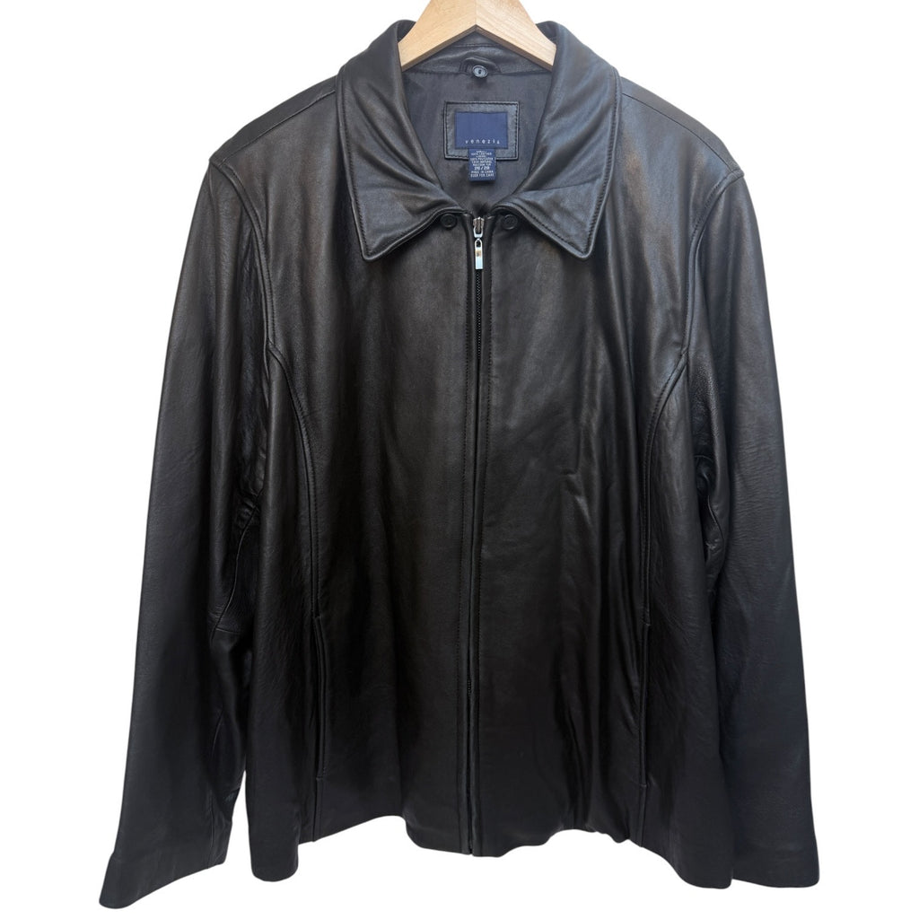 Venezia Leather Jacket Womens Medium Black Zip Up Coat Lined Interior
