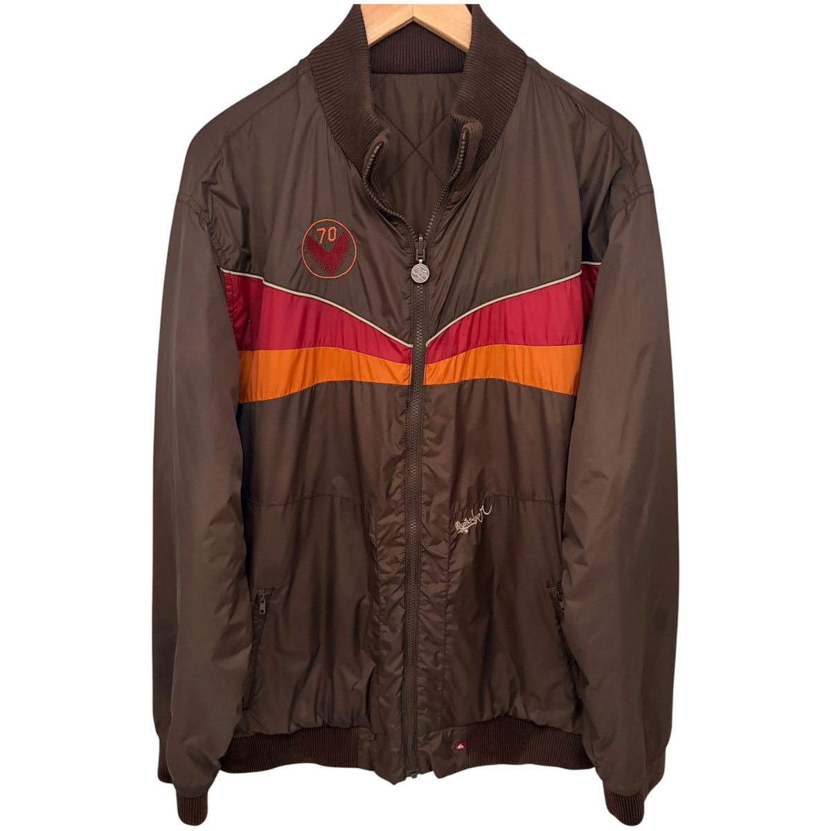 Quiksilver Men's Brown Colorblock Fleece Jacket — front view
