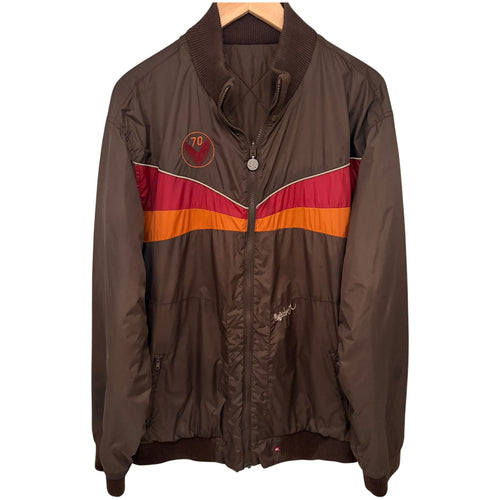 Quiksilver Men's Brown Colorblock Fleece Jacket — front view