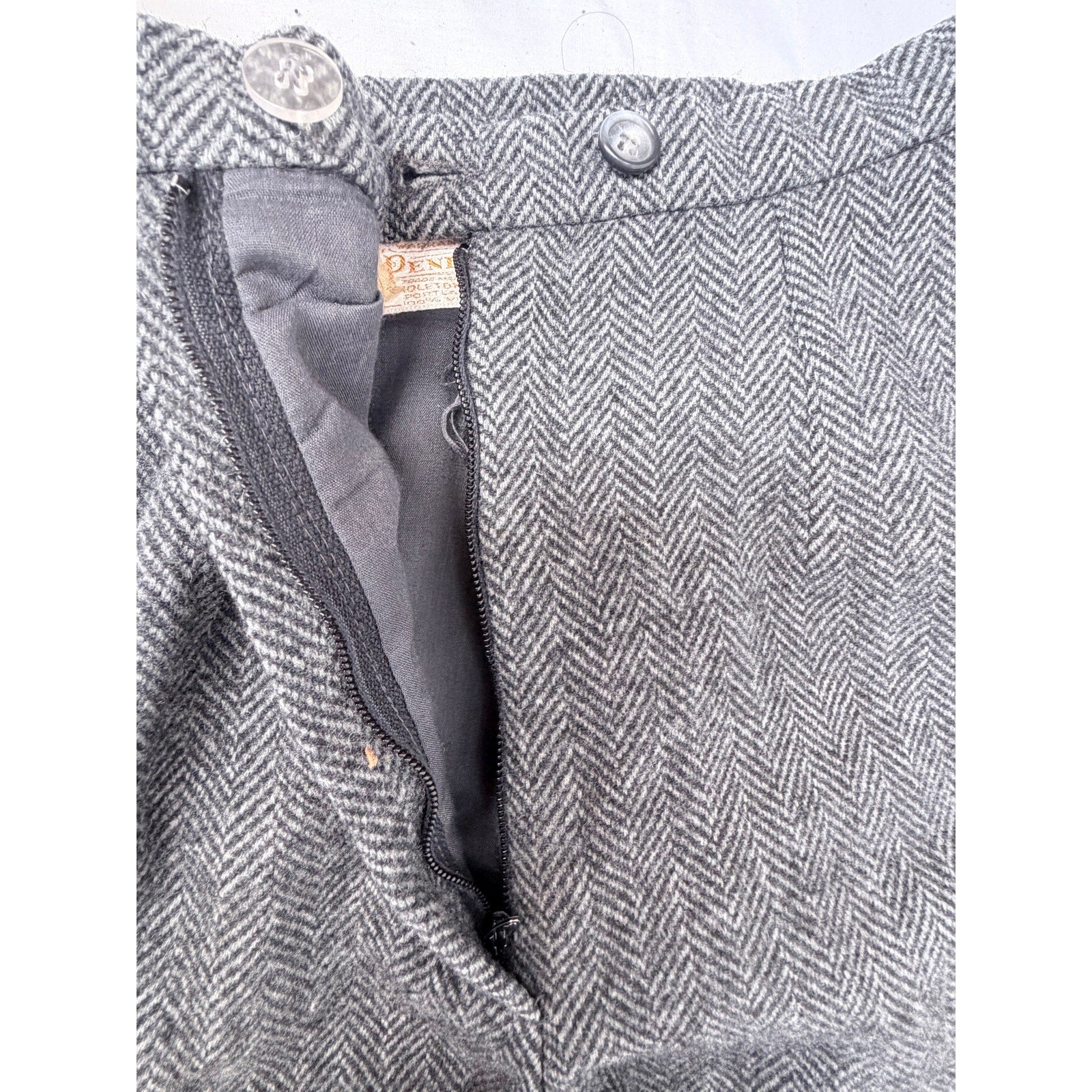 Pendleton Wool Pants Womens 30x30 Gray Herringbone Vintage USA Made