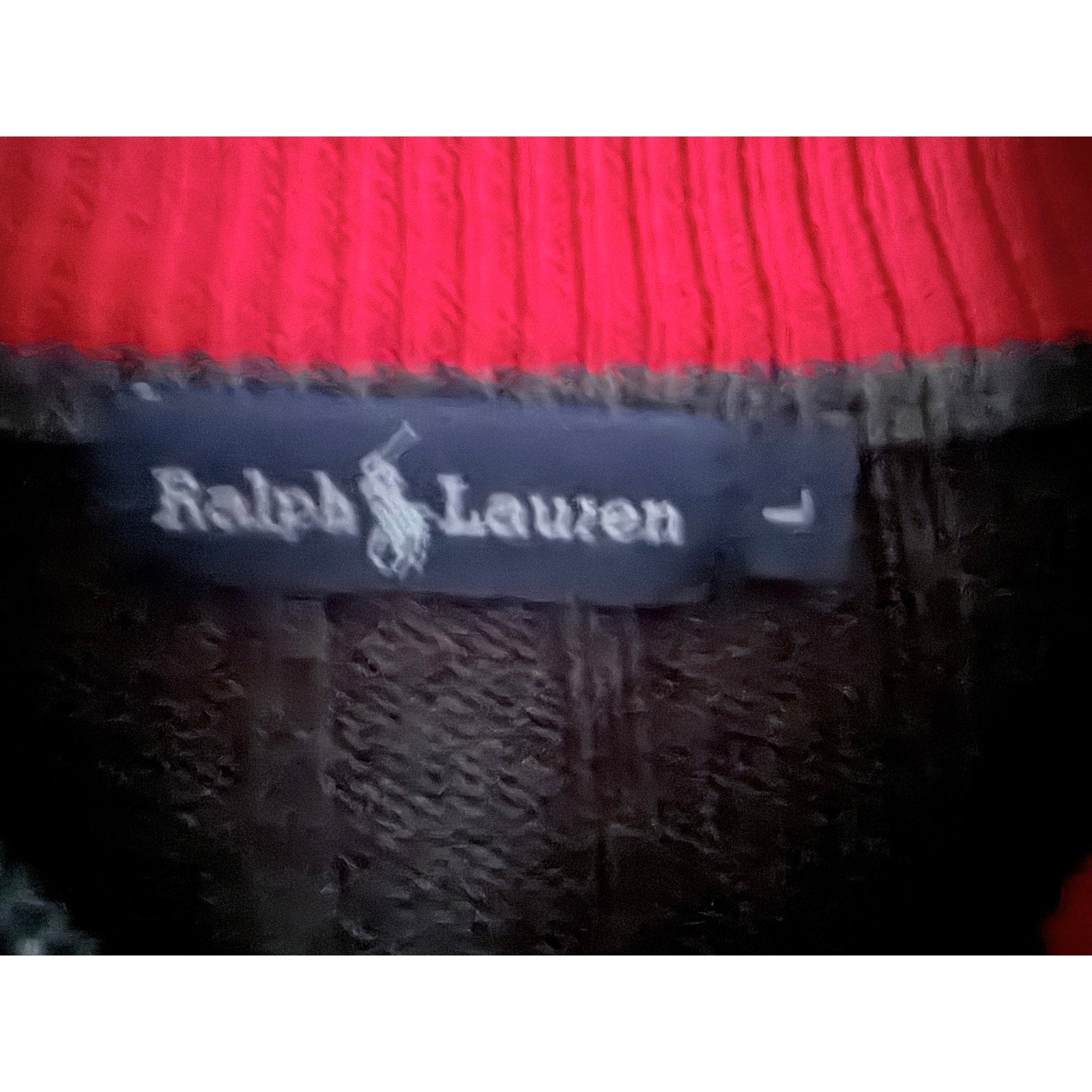 Polo Ralph Lauren Cable Knit Quarter Zip Sweater Mens Large Black Red Pony