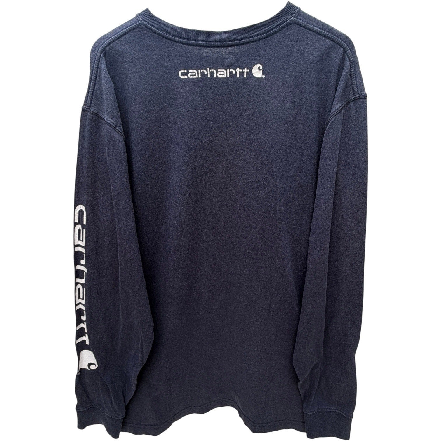 Carhartt Long Sleeve Shirt Mens Large Black Workwear Logo Sleeve Tee Heavyweight