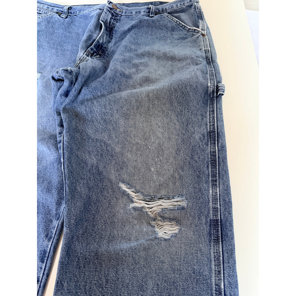 Wrangler Carpenter Jeans Mens 38x30 Blue Denim Workwear Utility Pants