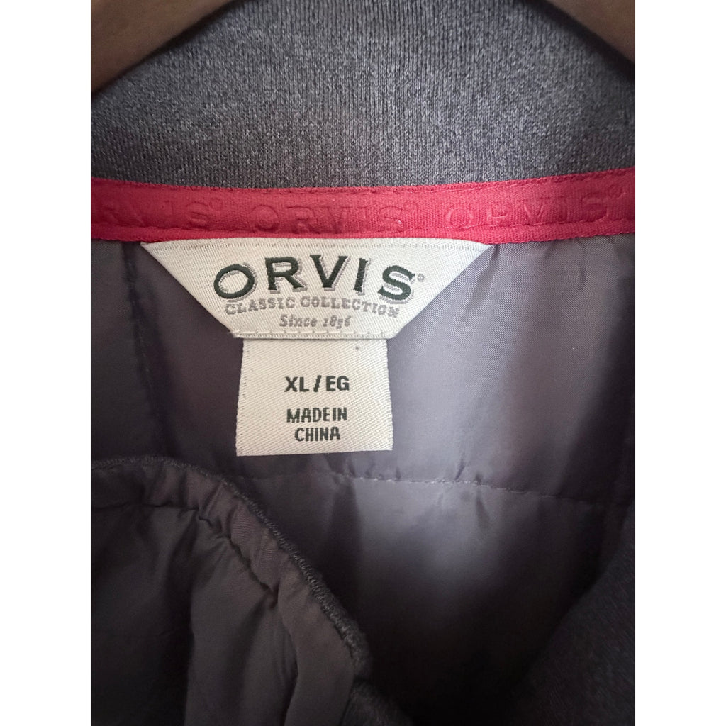 Orvis Quilted Hybrid Jacket Mens XL Gray Full Zip Performance Outdoor
