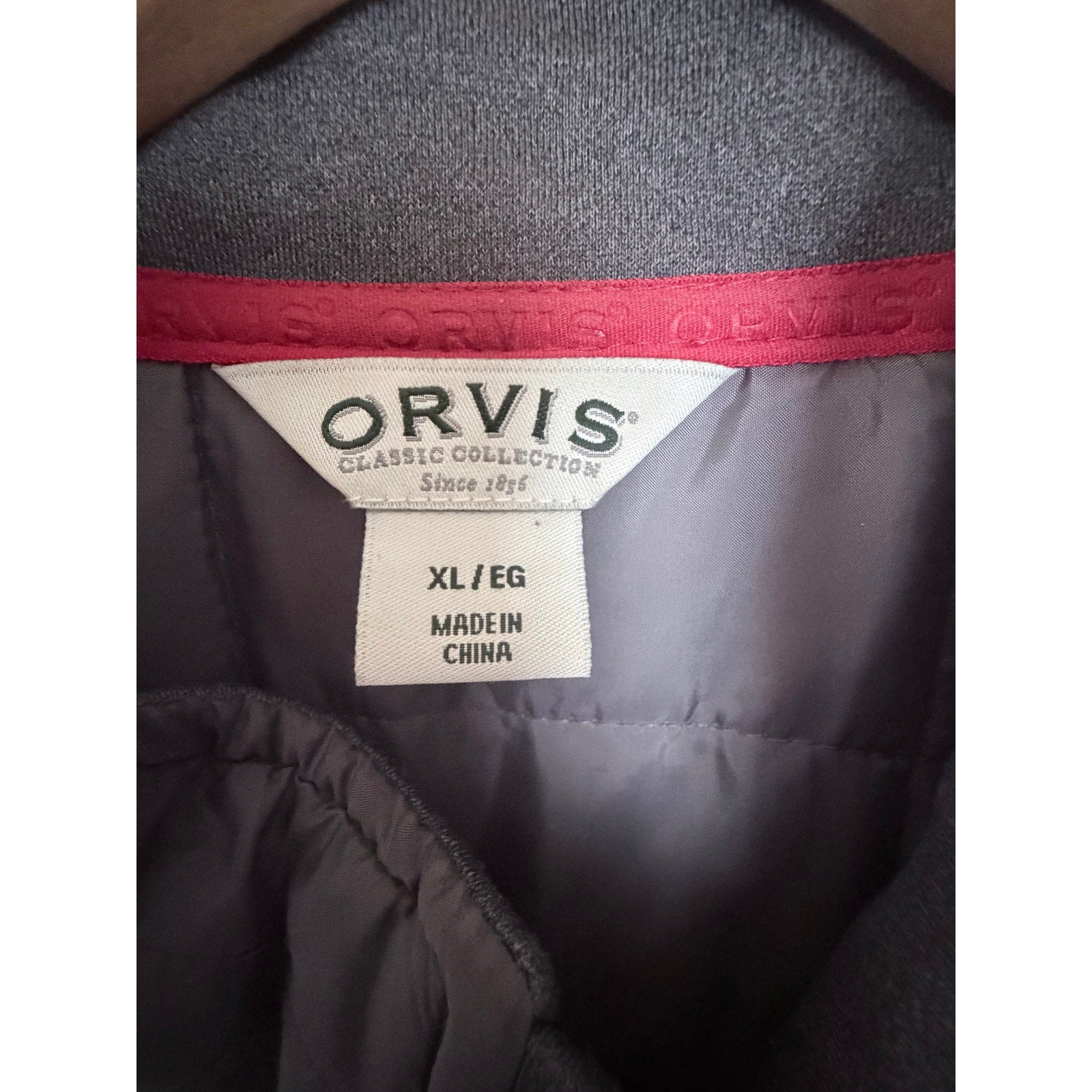 Orvis Quilted Hybrid Jacket Mens XL Gray Full Zip Performance Outdoor