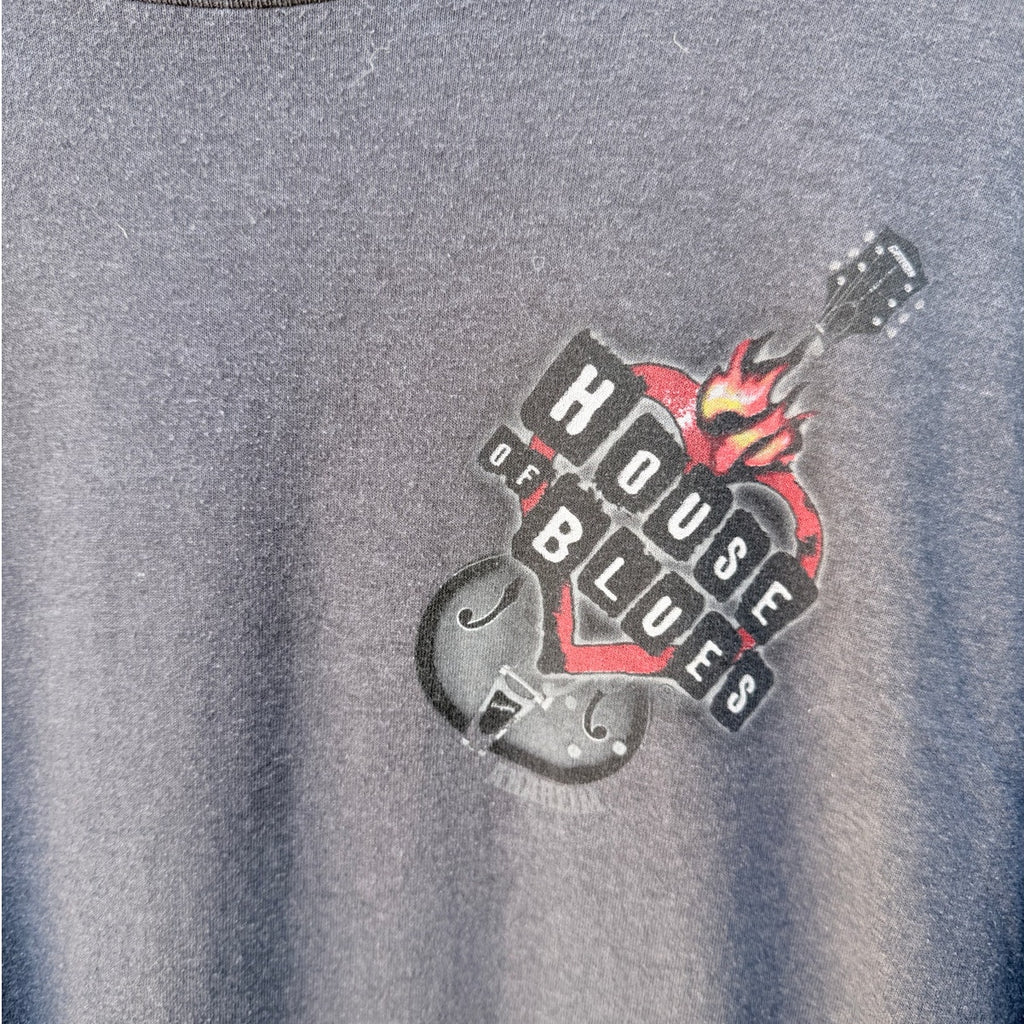 House of Blues T Shirt Mens Large Blue Guitar Logo Graphic