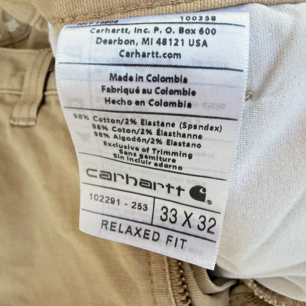 Carhartt Relaxed Fit Work Pants 33x32 Khaki Canvas Workwear