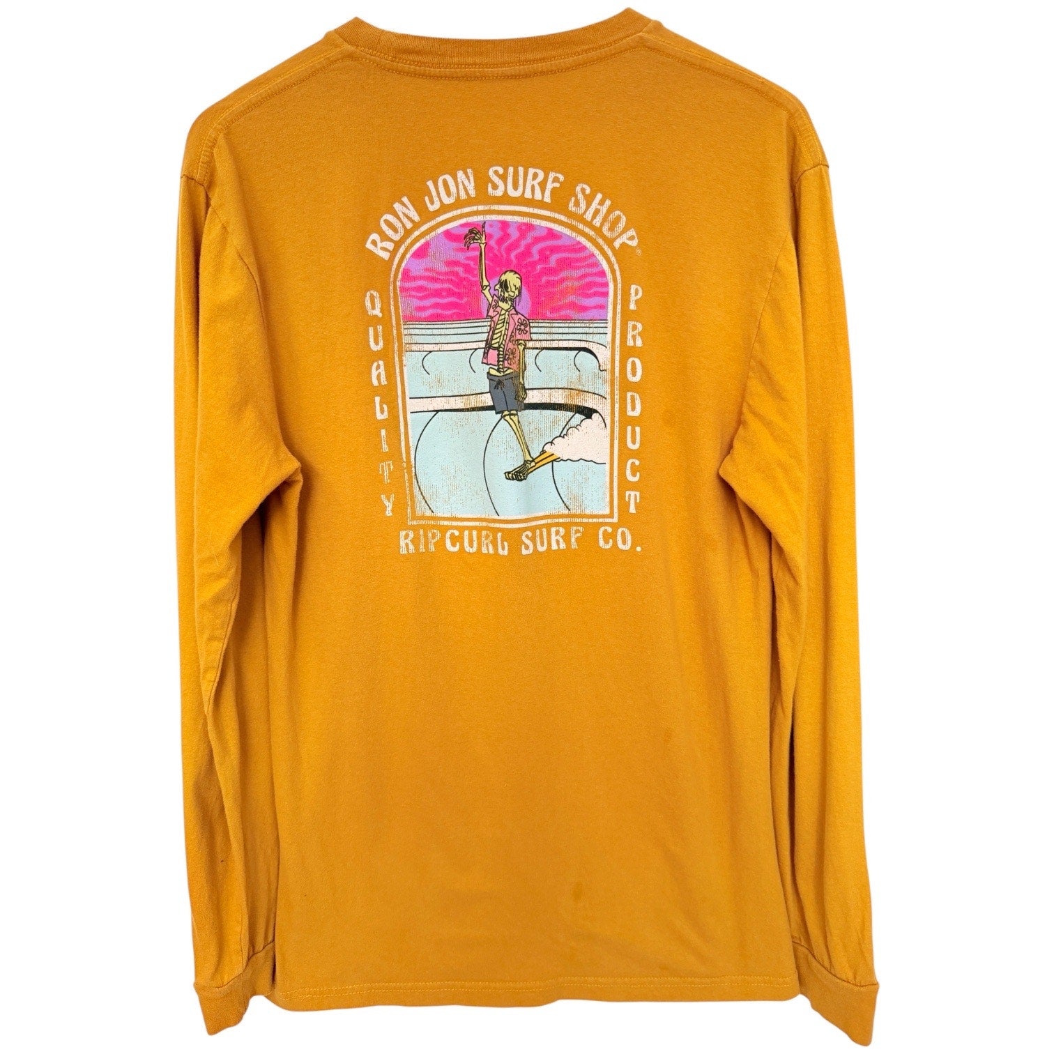 Rip Curl Ron Jon Surf Shop Shirt Mens Medium Yellow Long Sleeve Graphic Surf Tee