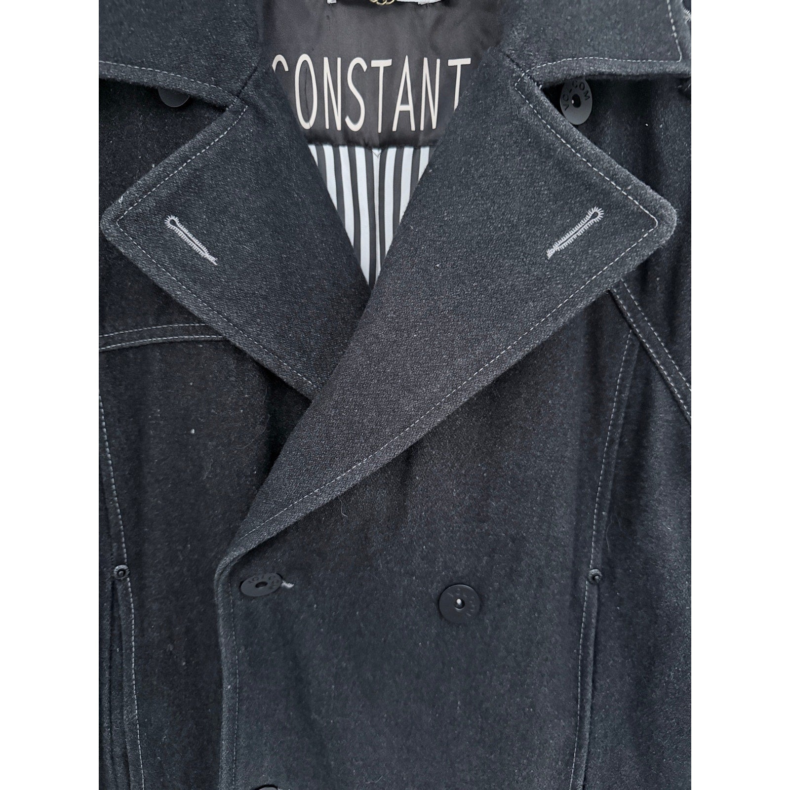 Volcom Peacoat Jacket Mens Medium Gray Ombre Wool Blend Double Breasted Coat