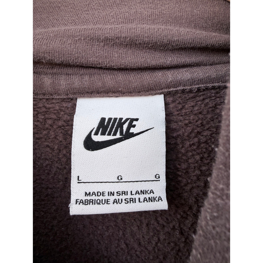 Nike Hoodie Mens Large Brown Pullover Swoosh Sweatshirt Fleece Casual