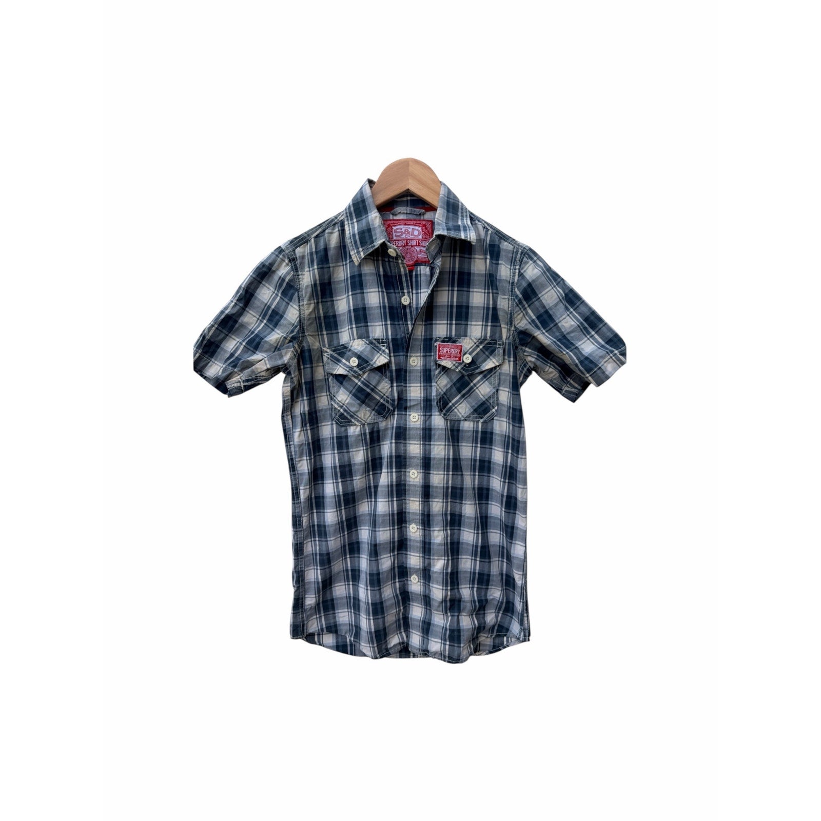 Superdry S&D Plaid Short Sleeve Button Down Shirt Small