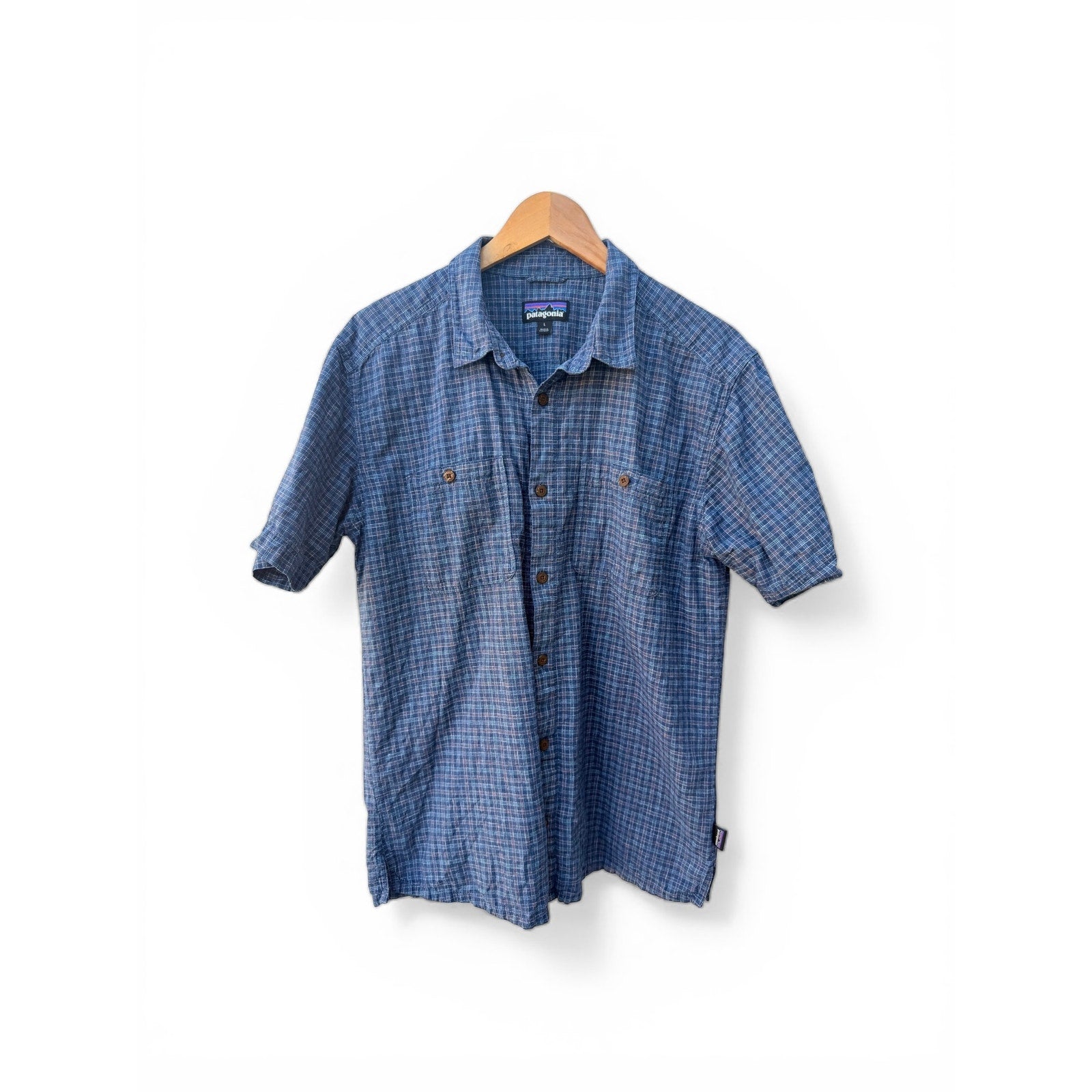 Patagonia Plaid Flannel Shirt Mens Large Blue Button Down