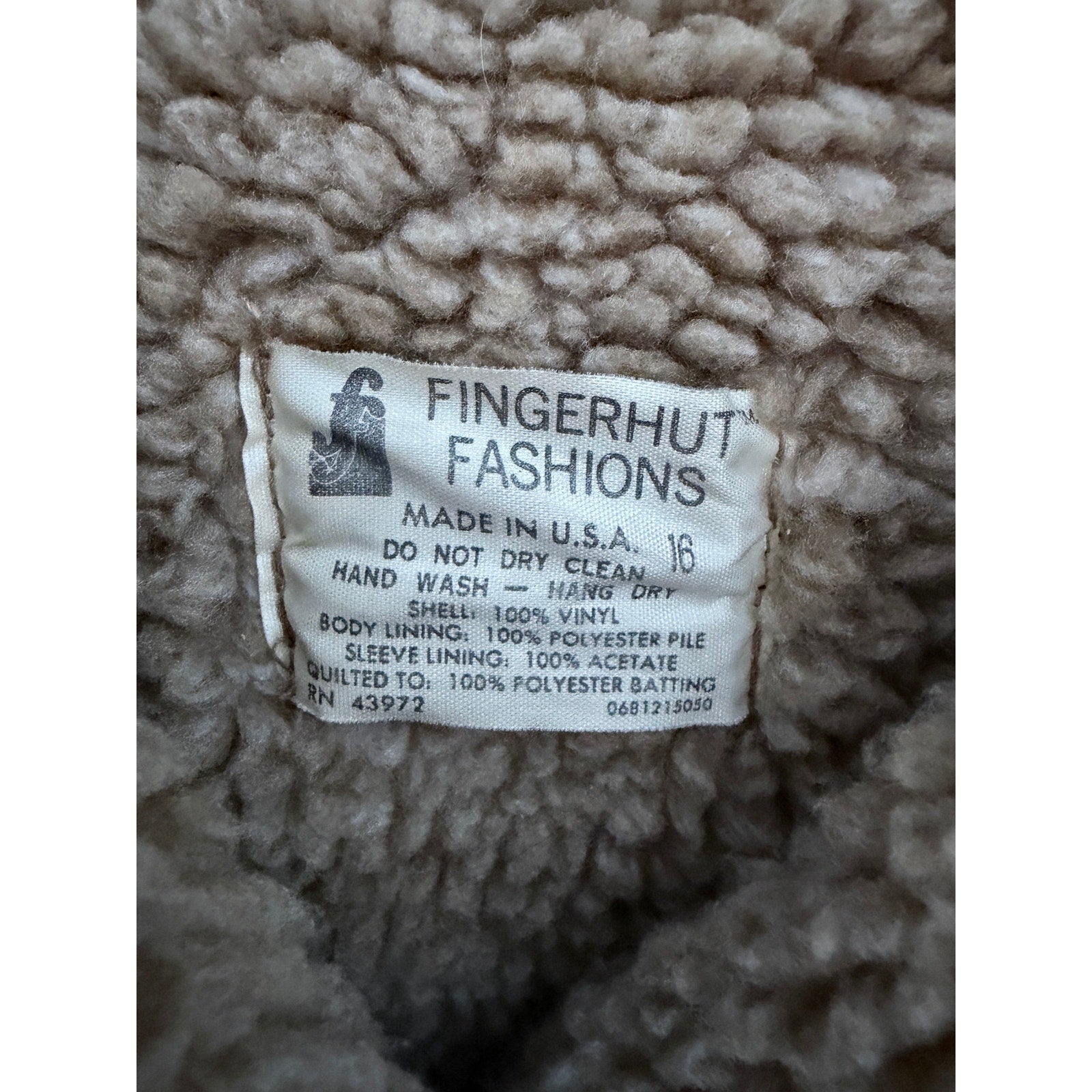 Fingerhut Fashions Sherpa Coat Womens 16 Tan Faux Suede Vintage Jacket