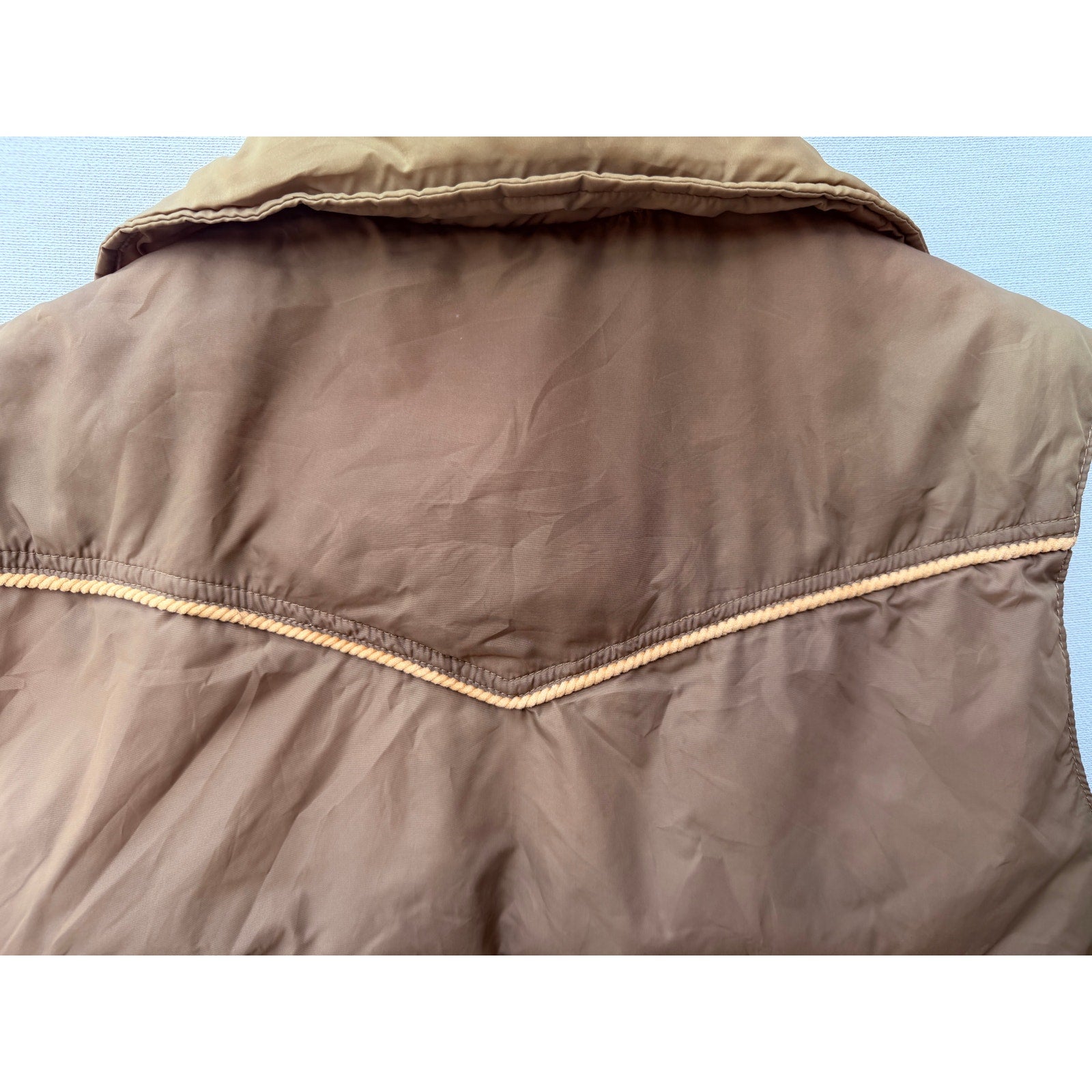 Western Wear Down Puffer Vest Mens L Brown Snap Front Vintage