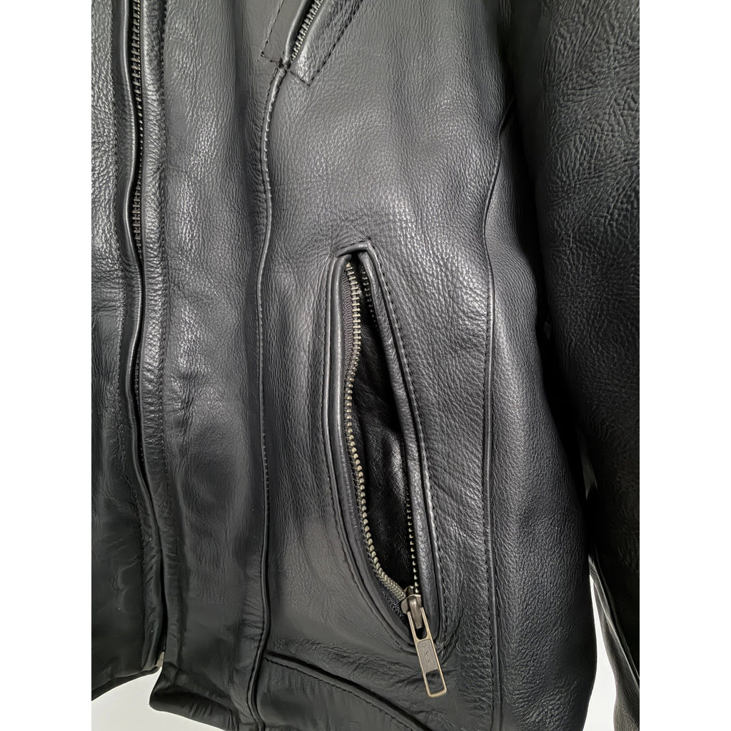 UNIK Ultra Men's Black Leather Motorcycle Jacket Size 50