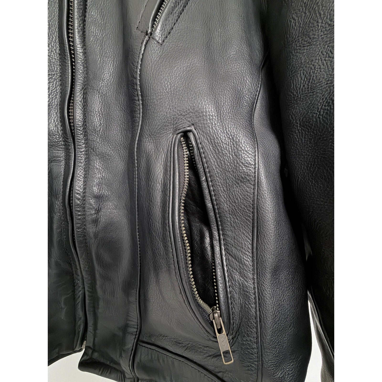 UNIK Ultra Men's Black Leather Motorcycle Jacket Size 50